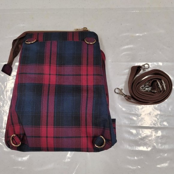 Waterproof Plaid Shoulder Crossbody Backpack Bag - Picture 10 of 13